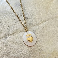 Collier Ex Voto blanc et or.