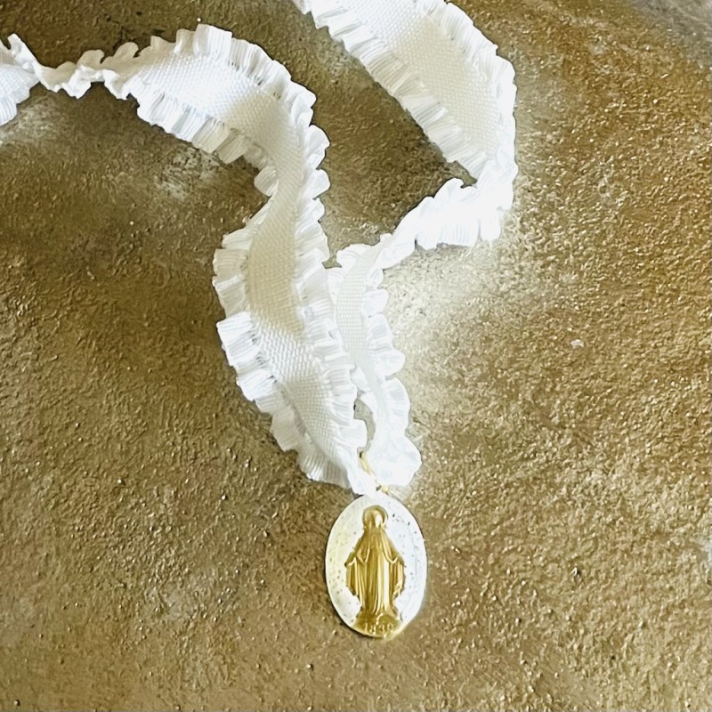 Bracelet froufrou médaille miraculeuse nacre