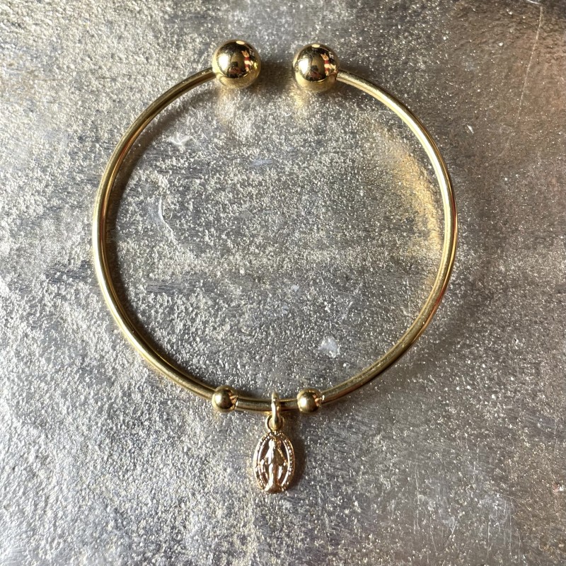 Bijoux religieux: Jonc et sa jolie médaille miraculeuse plaqué or 24 K.