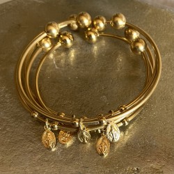 Bijoux religieux: Jonc et sa jolie médaille miraculeuse plaqué or 24 K.