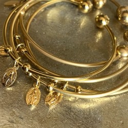 Bijoux religieux: Jonc et sa jolie médaille miraculeuse plaqué or 24 K.