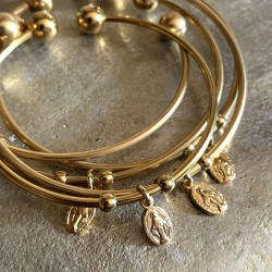 Bijoux religieux: Jonc et sa jolie médaille miraculeuse plaqué or 24 K.