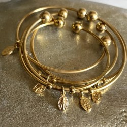 Bijoux religieux: Jonc et sa jolie médaille miraculeuse plaqué or 24 K.