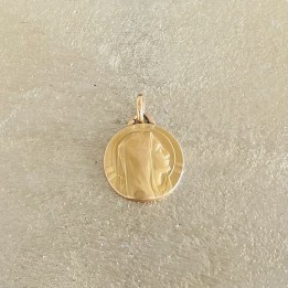 Médaille ronde de la Vierge Marie plaqué or Fix.
