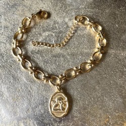 Bracelet maille Héraclès  et sa médaille de l'ange.