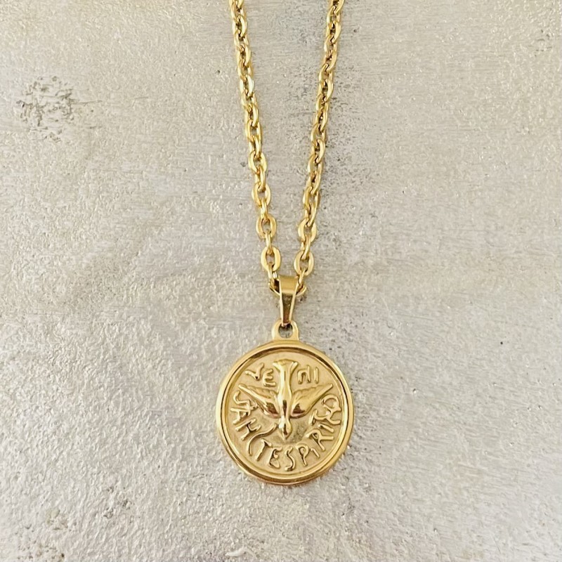 Bijoux religieux: le pendentif Saint Esprit by Archangelo en acier doré
