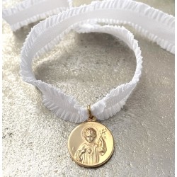 Bracelet froufrou médaille Jésus Roi d'Amour.