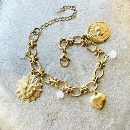 Un bijoux religieux : le bracelet médaille ex voto  acier doré inoxydable.