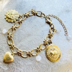 Un bijoux religieux : le bracelet médaille ex voto  acier doré inoxydable.