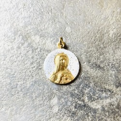 Médaille ronde de  Sainte Anne et de la Vierge Marie enfant.