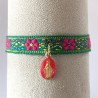 Bracelet ruban tissé médaille miraculeuse .