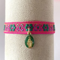 Bracelet ruban tissé médaille miraculeuse .