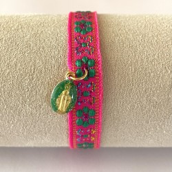 Bracelet ruban tissé médaille miraculeuse .