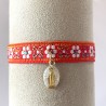 Bracelet ruban tissé médaille miraculeuse .