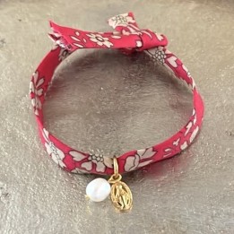 Bracelet Liberty  médaille miraculeuse et perles de nacre